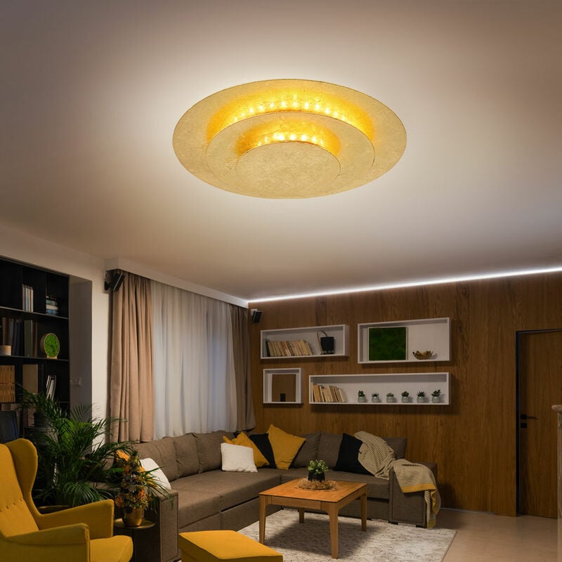 foto del prodotto plafoniera plafoniera soggiorno lampada camera da letto, metallo color oro, led 18w 1000lm bianco caldo, dxh 18x4,7cm