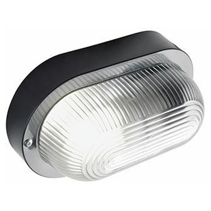 foto del prodotto plafoniera plastica ovale nera vetro 207x118mm esterno 60w rosi
