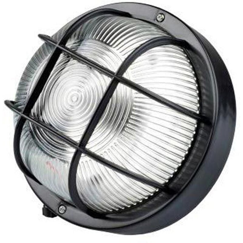 foto del prodotto plafoniera plastica rotonda nera vetro e griglia tartaruga 185x185mm 60w rosi