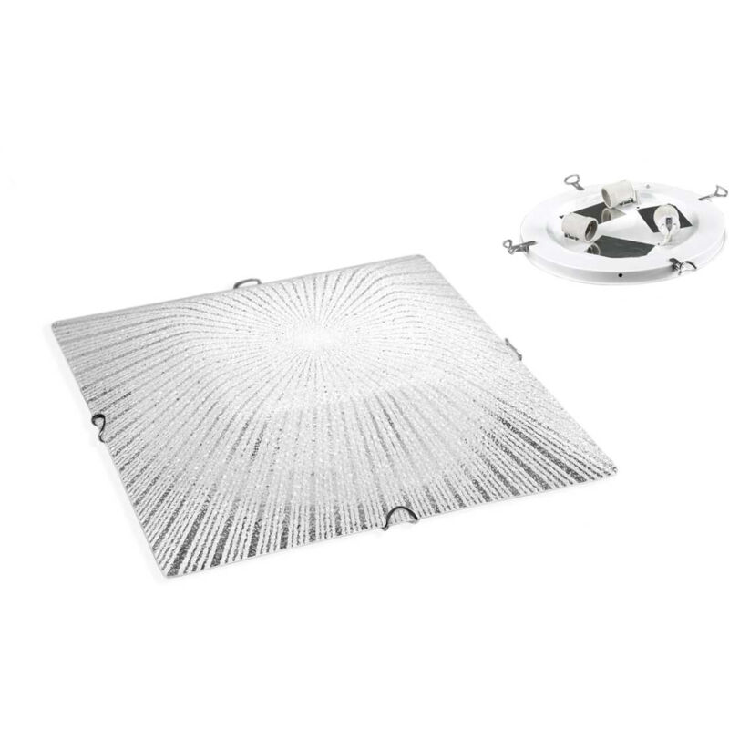 foto del prodotto plafoniera quadrata in vetro satinato da 40 cm con 3 luci