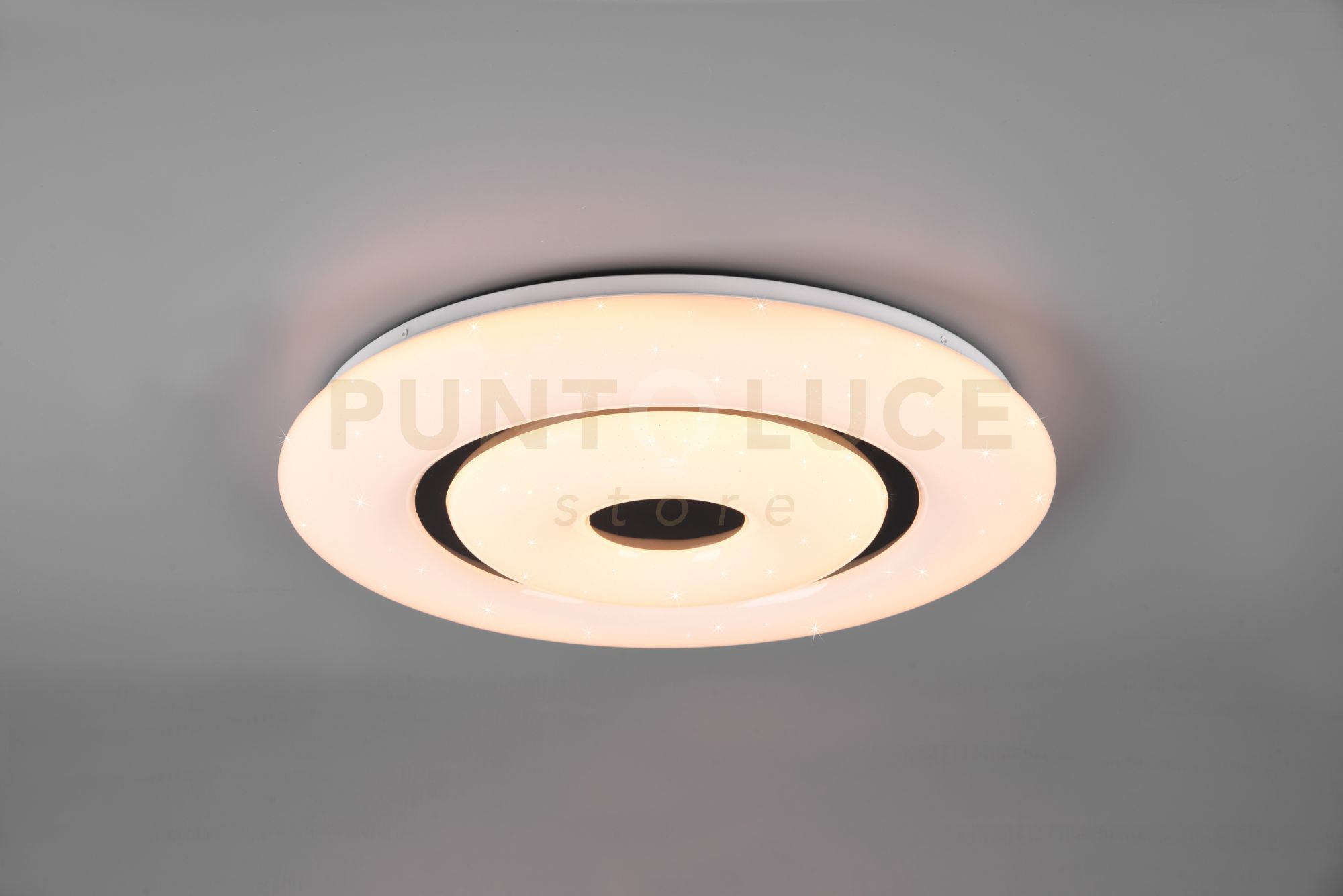 foto del prodotto plafoniera rana led diffusore effetto cielo stellato con telecomando d.50cm bordi neri r65081900