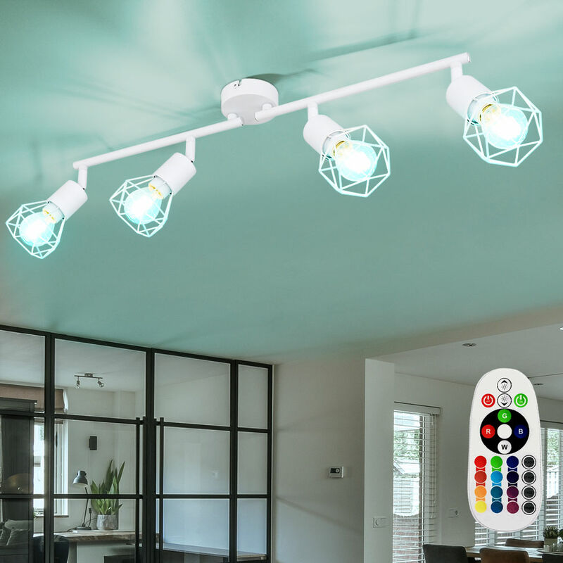 foto del prodotto plafoniera retr dimmerabile a gabbia spot regolabile telecomando in un set di lampadine led rgb