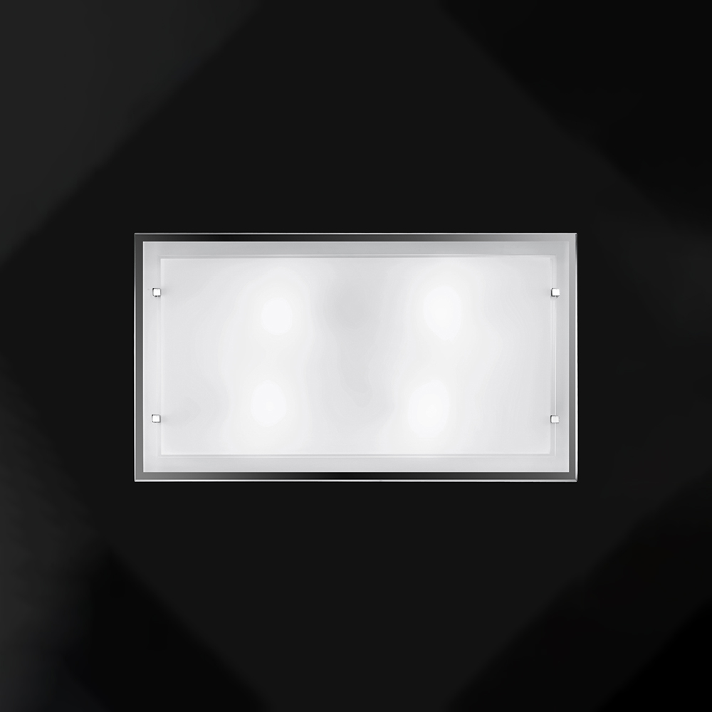 foto del prodotto plafoniera rettangolare contemporanea frame vetro bianco 4 luci e27