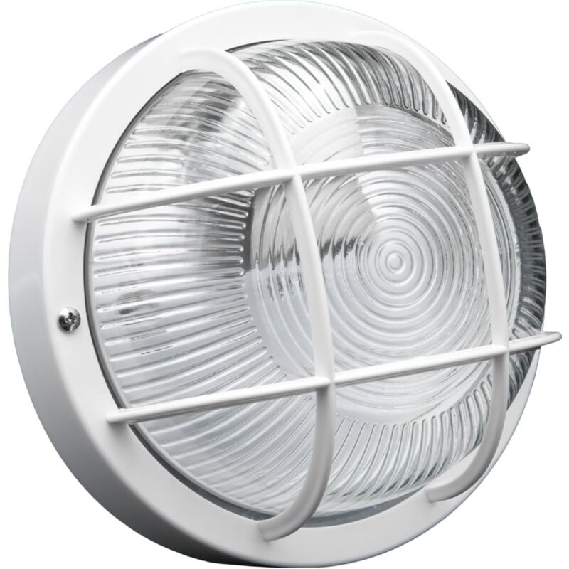 foto del prodotto plafoniera rotonda da parete o soffitto brennenstuhl portalampada con griglia in plastica resistente, attacco e27, max 60w, applique per interno 