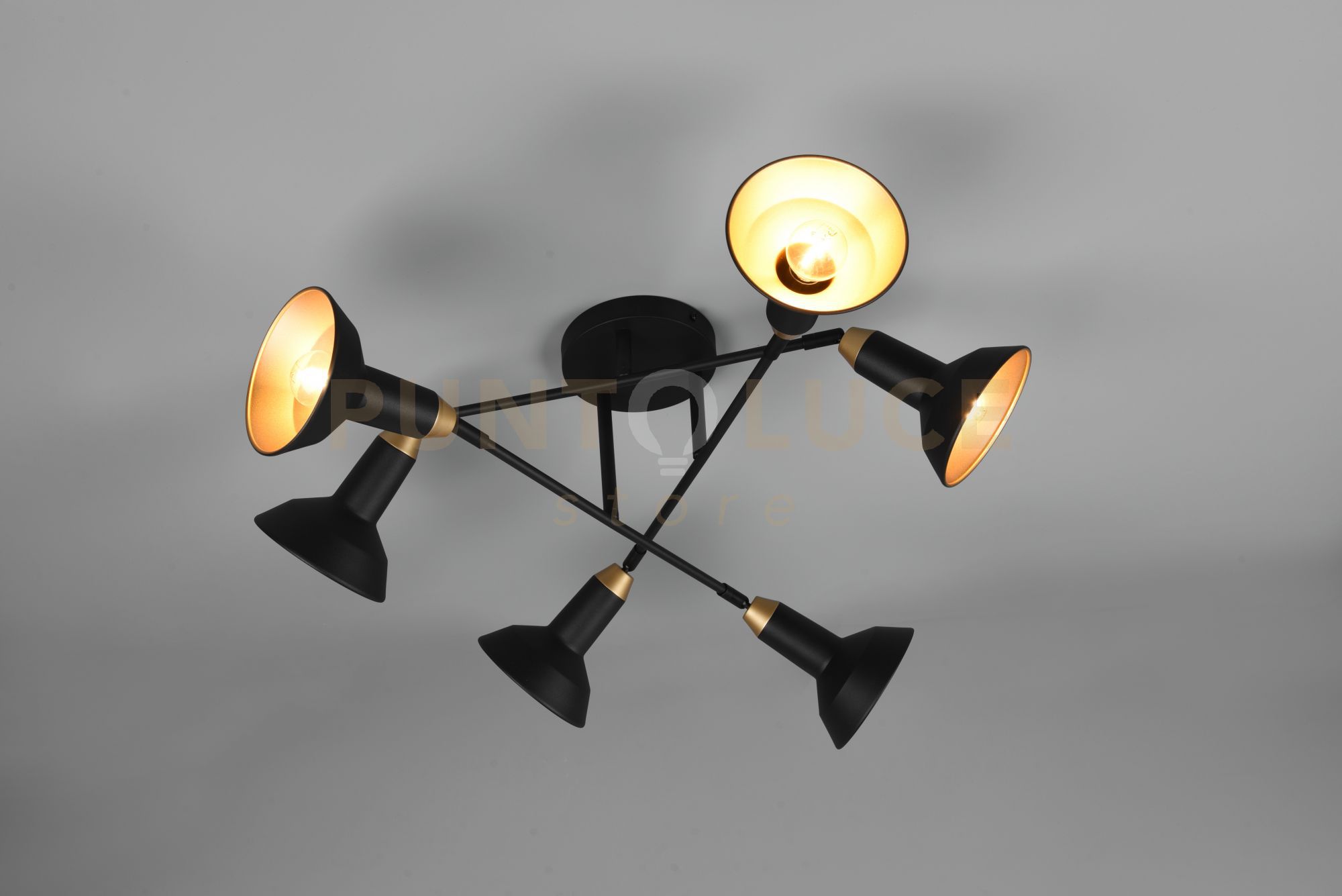 foto del prodotto plafoniera roxie 6 diffusori orientabili d.66cm metallo nero e oro 611900632