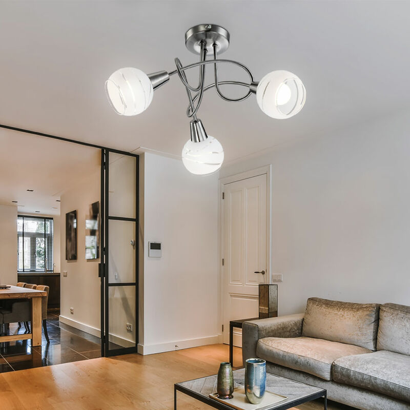 foto del prodotto plafoniera sala da pranzo lampada rondell cucina faretto argento 3 foglie e14