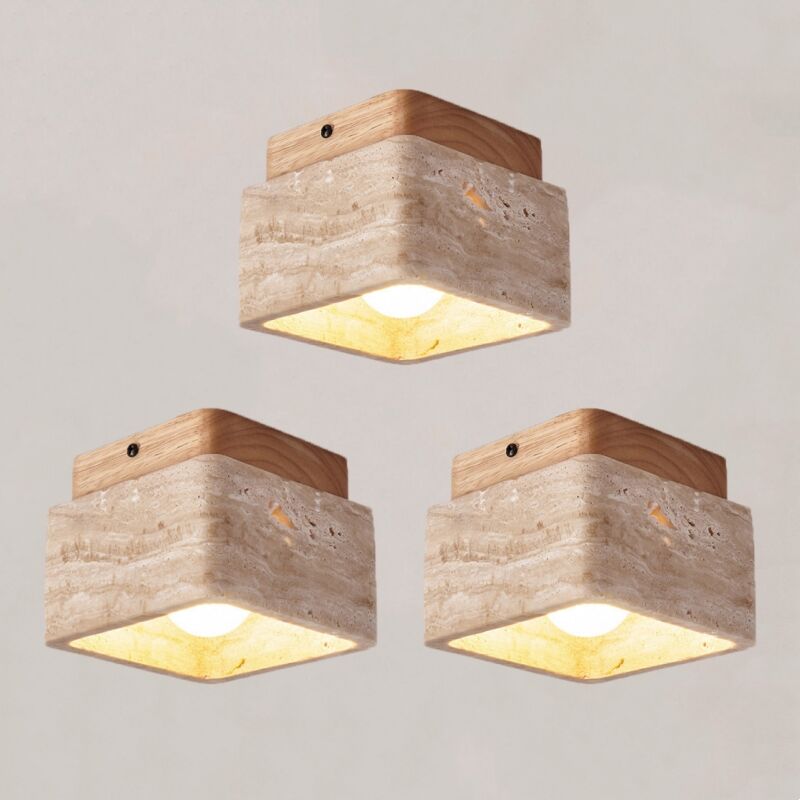 foto del prodotto plafoniera soffitto e27 retro lampada da soffitto quadrata luce da soffitto giallo legno luce bianco caldo 3pcs