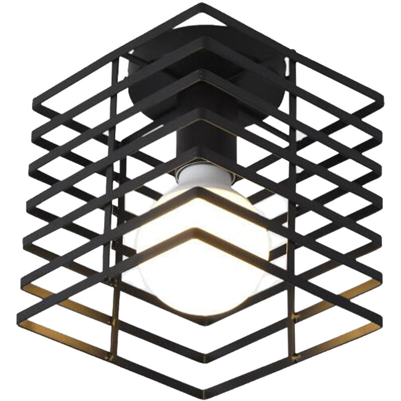 foto del prodotto plafoniera soffitto, lampada da soffitto con 22cm gabbia quadrata, vintage plafoniera per come soggiorno sala da pranzo corridoio nero 
