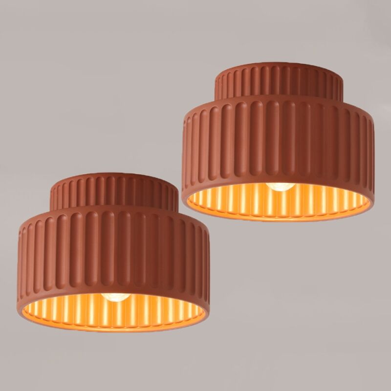 foto del prodotto plafoniera soffitto moderno lampada da soffitto resina illuminazione soffitto rotondo art d eco rosso 23cm 2pcs