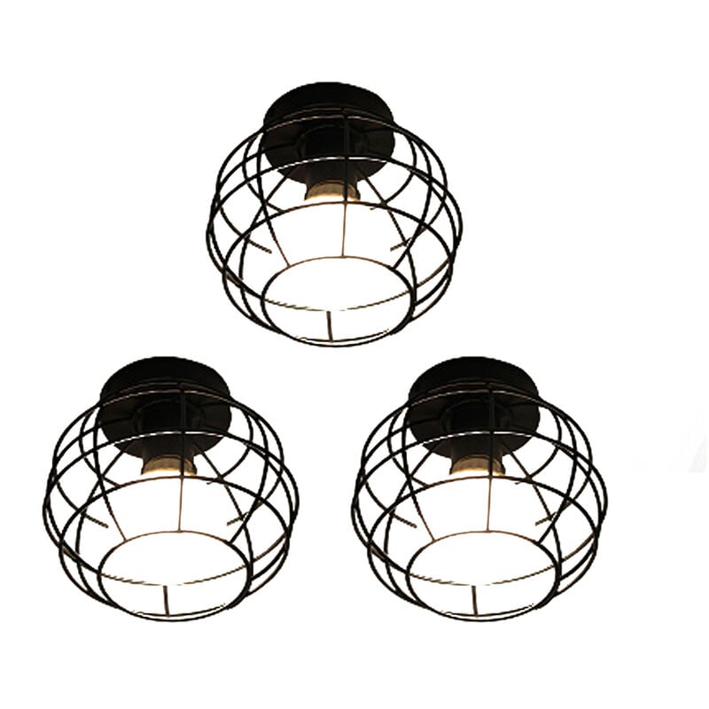 foto del prodotto plafoniera soffitto, vintage lampada da soffitto con 17cm gabbia rotonda, industriale stile illuminazione in metallo con e27 attacco per soggiorno