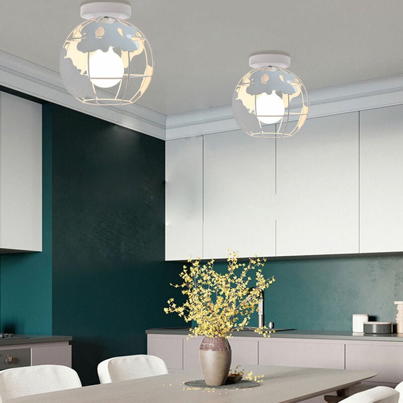 foto del prodotto plafoniera soffitto, vintage lampada da soffitto con 20cm gabbia globo, industriale stile illuminazione rotonda in metallo con e27 attacco per