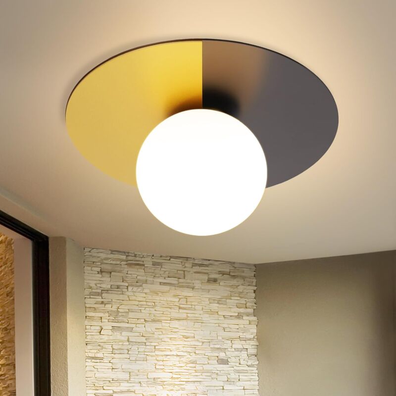 foto del prodotto plafoniera soggiorno lampada da soggiorno in oro nero lampada da corridoio vintage vetro e metallo e14 plafoniera dal design moderno senza