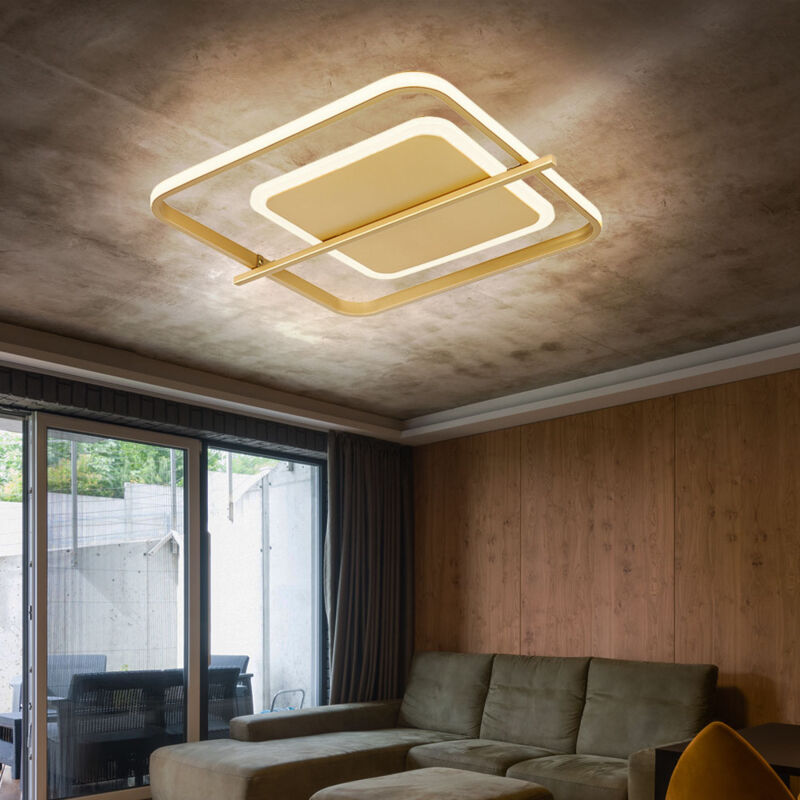 foto del prodotto plafoniera soggiorno lampada led luce dorata plafoniera camera da letto, metallo alluminio, 1x led 36w 2650lm 3000k 6500k, lxpxh 40x36x5 cm