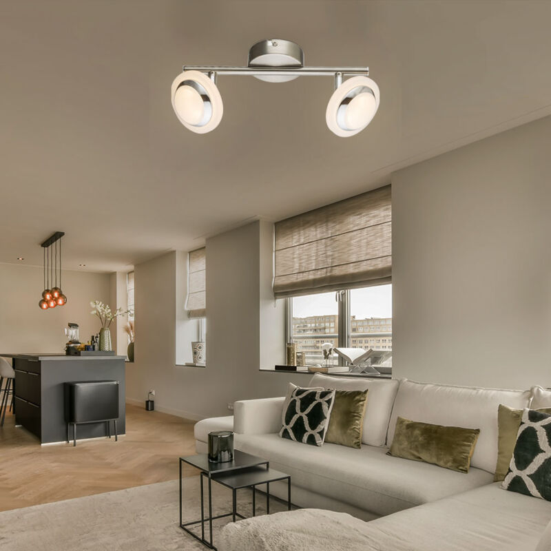 foto del prodotto plafoniera soggiorno led da soffitto cromata, faretti orientabili, 2x4w 2x 280lm bianco caldo. globo 56125 2