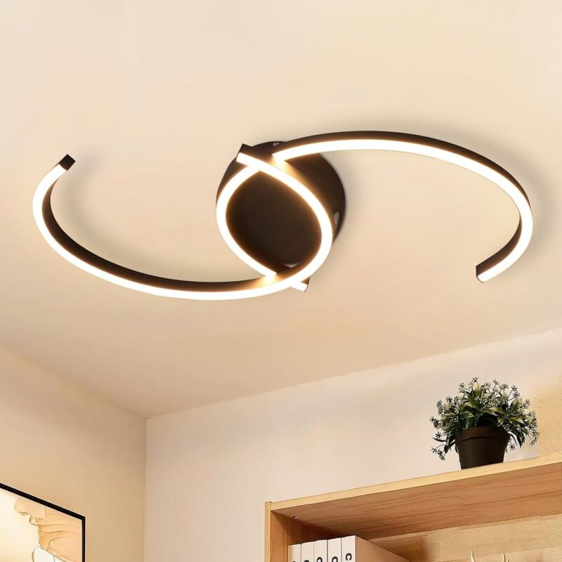 foto del prodotto plafoniera soggiorno plafoniera led lampada da soggiorno moderna lampada da camera da letto 60cm nera 24w illuminazione da soffitto per camera da
