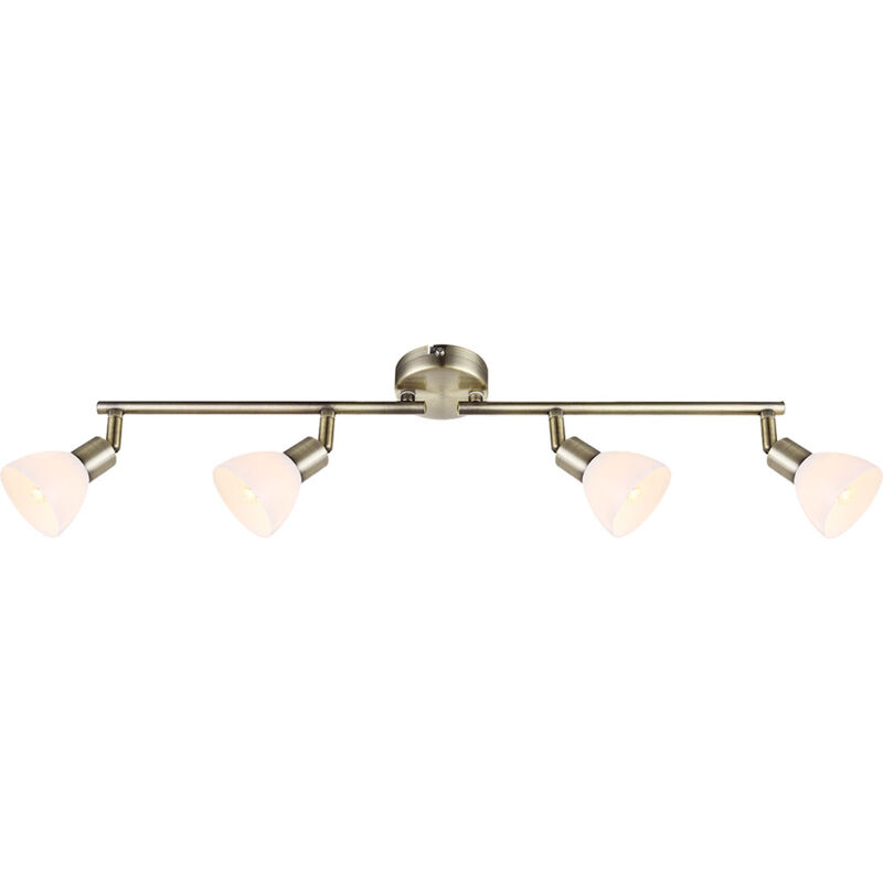 foto del prodotto plafoniera spot bar orientabile led soggiorno lampada sala da pranzo, ottone antico bianco, 4x 3w 4x 280lm 3000k, lxpxh 60,5x8,5x16,5 cm