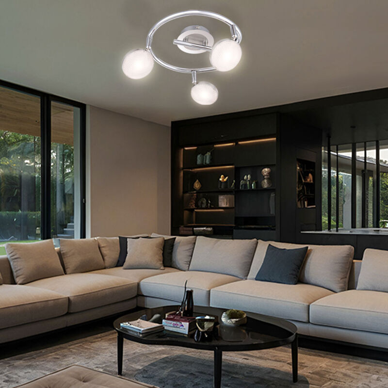 foto del prodotto plafoniera spot orientabile rondell cromo lampada da soffitto alluminio, nichel opaco, 3x led 5w 345lm bianco caldo, dxh 25x16,5 cm