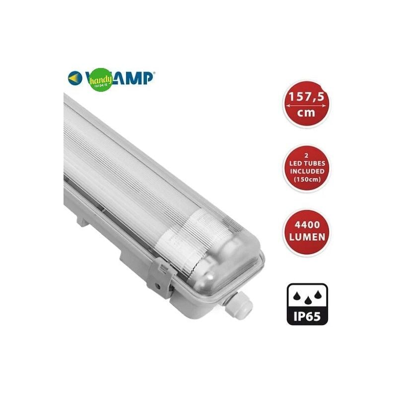 foto del prodotto plafoniera stagna velamp 2tubi 22w 4000k ip65