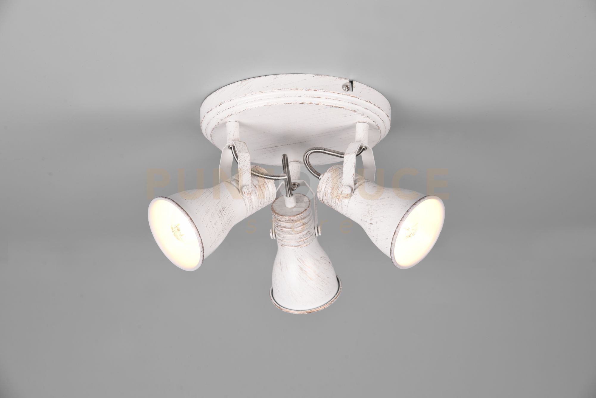 foto del prodotto plafoniera steam barra 3 faretti e portafarettis orientabili d.28cm metallo bianco anticato 813430327