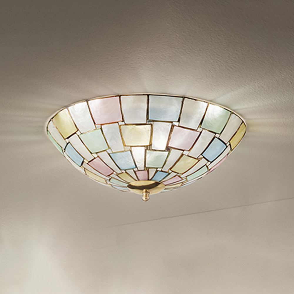 foto del prodotto plafoniera tiffany madreperla diametro 40 multicolor fantasia 2 luci e27