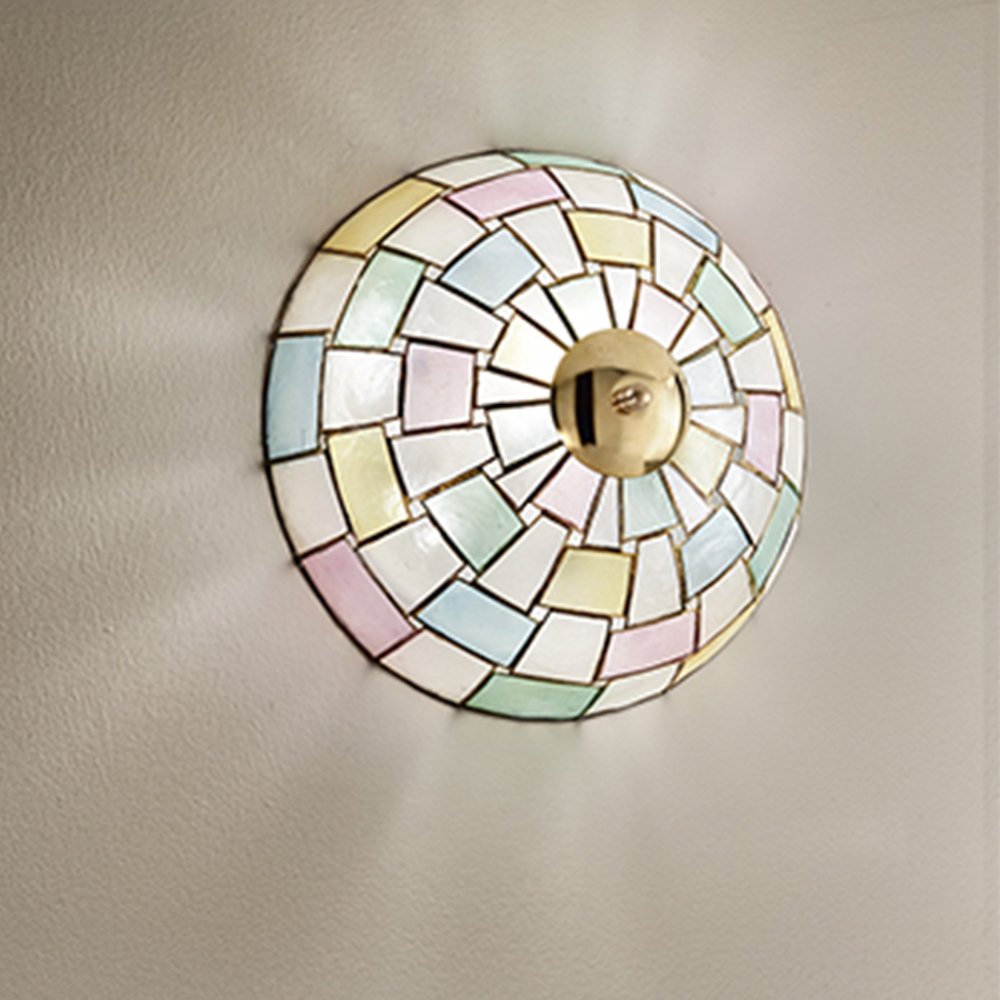 foto del prodotto plafoniera tiffany madreperla madreperla multicolor fantasia 2 luci e27