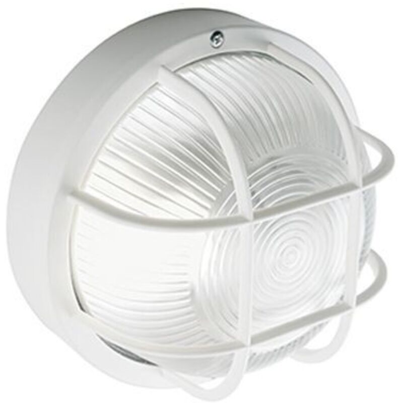 foto del prodotto plafoniera tonda con gabbia e struttura in termoplastico attacco grande e27 colore bianco 48/02 - sovil