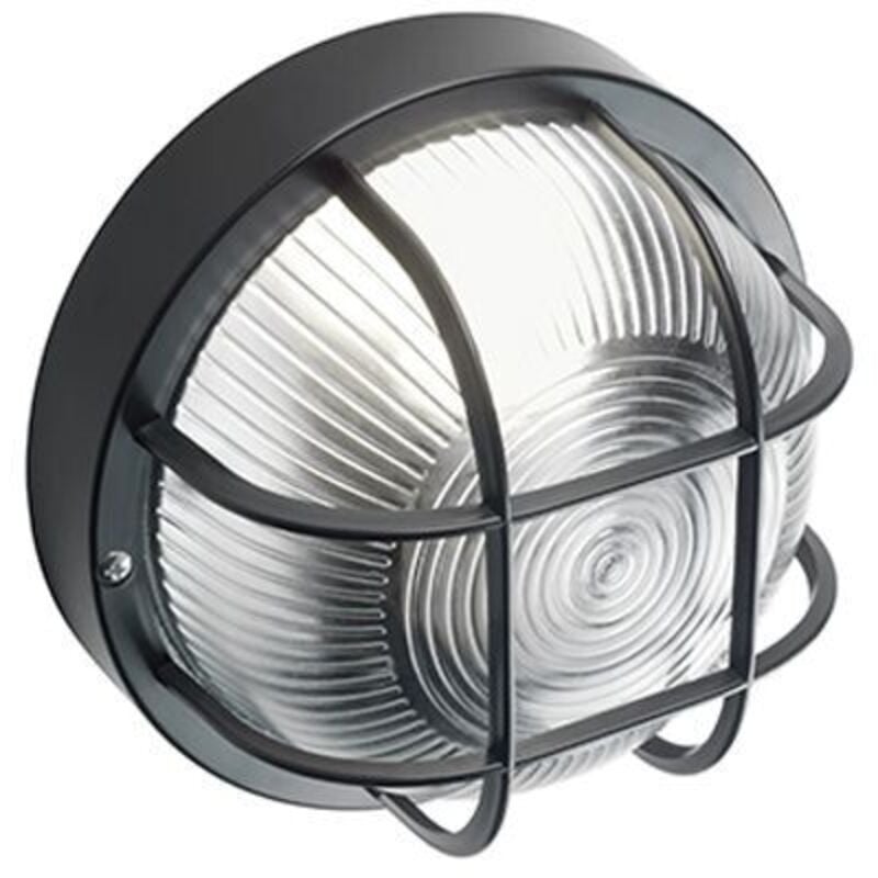 foto del prodotto plafoniera tonda con gabbia e struttura in termoplastico attacco grande e27 colore nero 48 06 - sovil