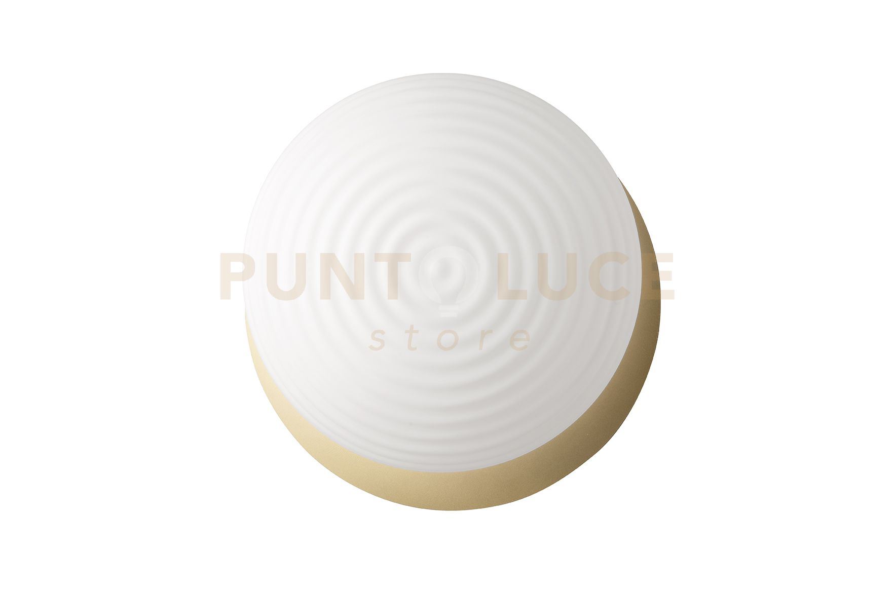 foto del prodotto plafoniera tondo base oro 1 vetro bianco opaco 2 luci attacco e27 d.46cm