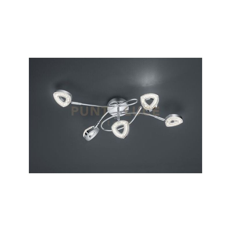 foto del prodotto plafoniera tours 5 spots led integrati in diffusore triangolo cromato r62135106
