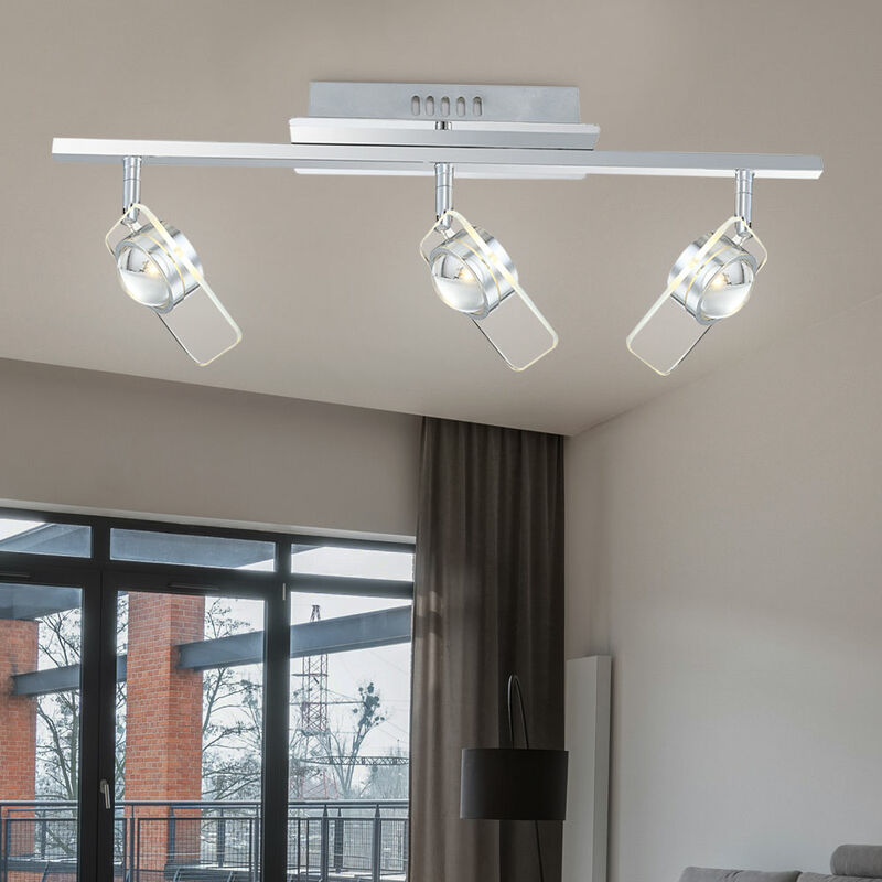 foto del prodotto plafoniera tre faretti faretto in vetro orientabile, 3x led 5w 400lm bianco neutro, lxpxh 65x13x18 cm