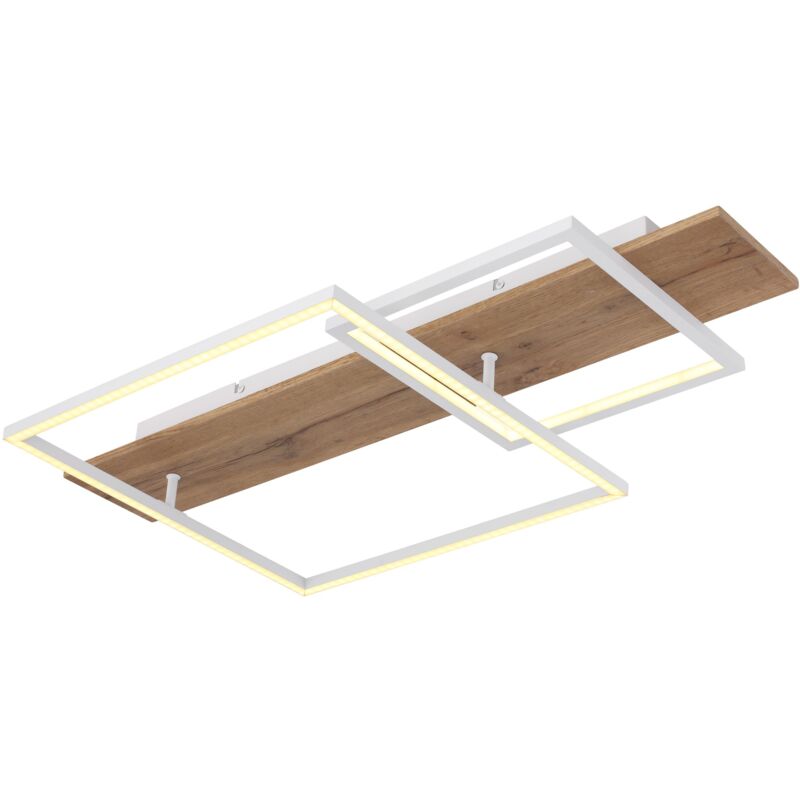 foto del prodotto plafoniera vanni bianco opaco e legno 75 x 40 cm
