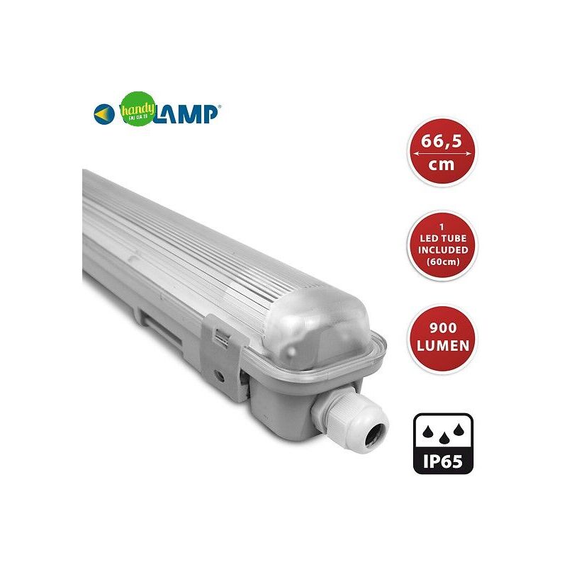 foto del prodotto plafoniera velamp stagna 1 tubo 9w 4000k ip65