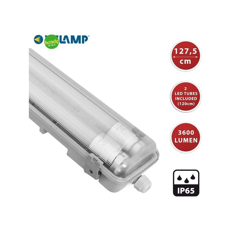 foto del prodotto plafoniera velamp stagna 2 tubi 9w 4000k ip65