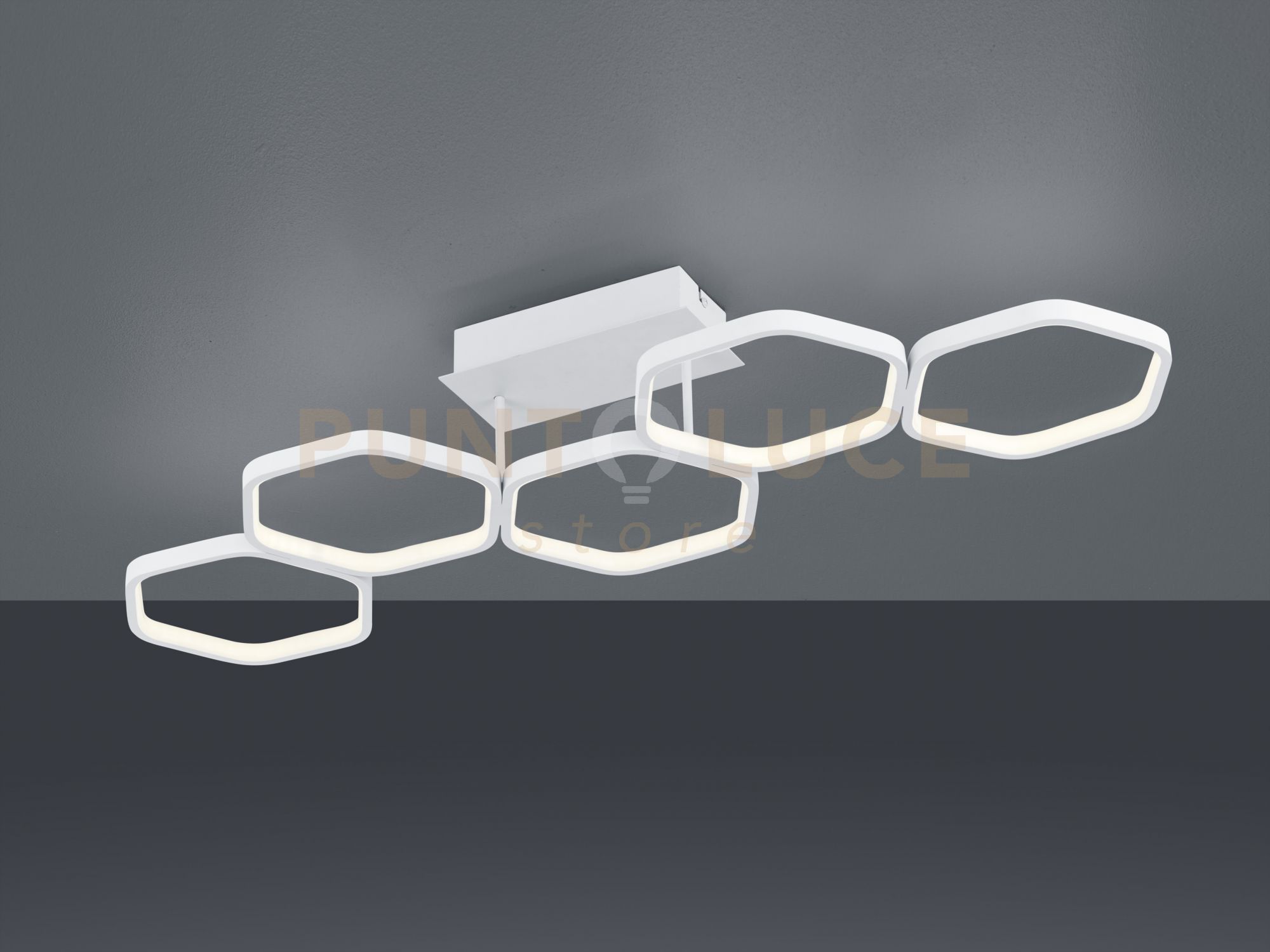 foto del prodotto plafoniera vigo led 5 esagoni con regolazione intensità con interrutore r62055131