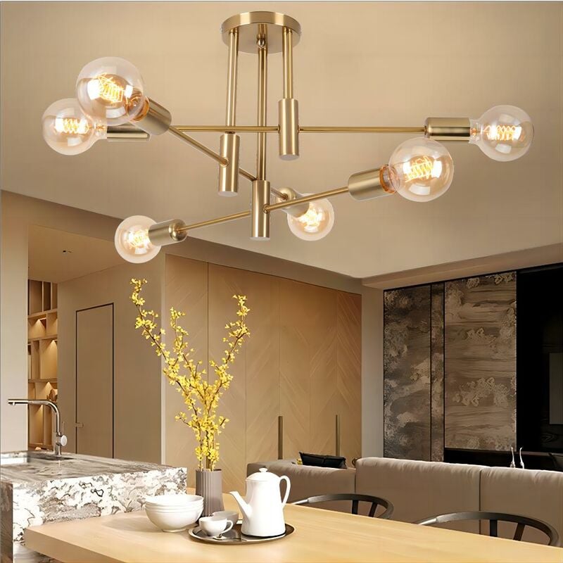 foto del prodotto plafoniera vintage industriale 6 luci e27 lampada da soffitto in metallo illuminazione interna creativa per sala da pranzo camera da letto soggiorno