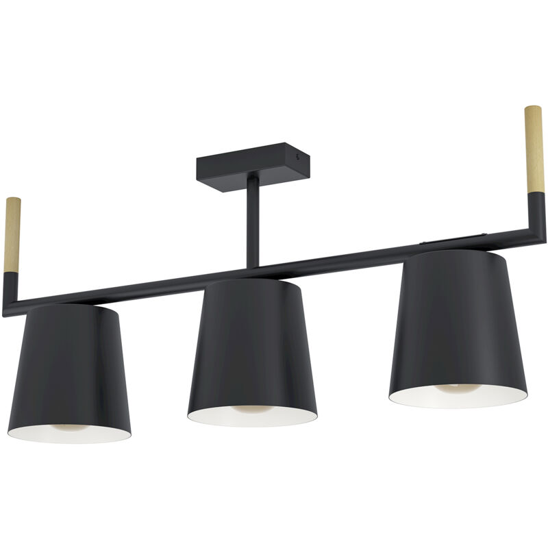 foto del prodotto plafoniera vintage lacey acciaio nero 3 luci e27