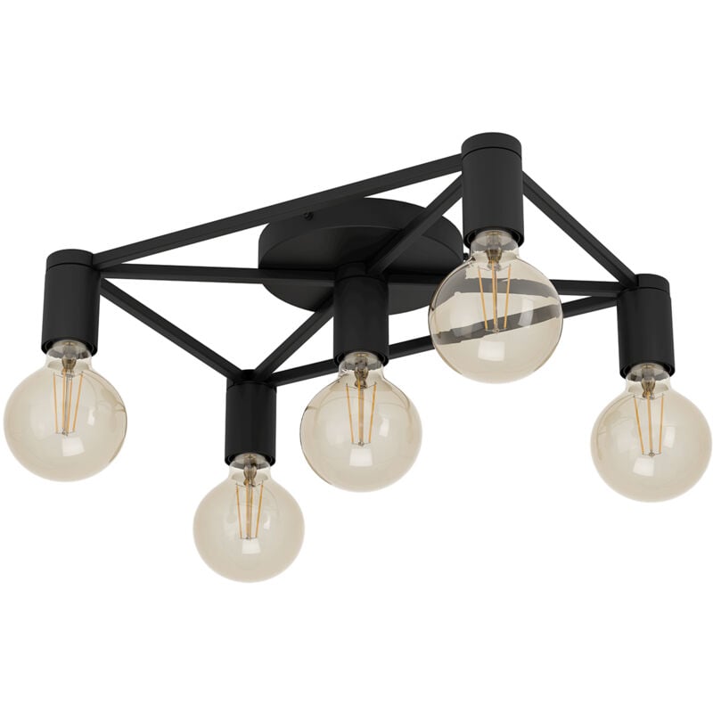 foto del prodotto plafoniera vintage speke acciaio nero 5 luci e27
