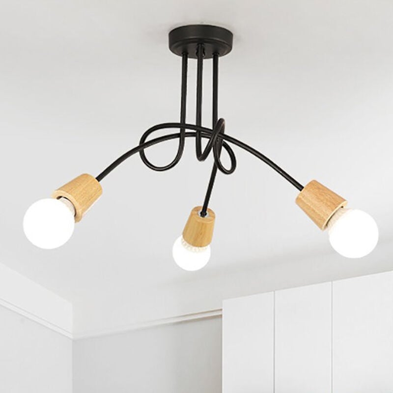 foto del prodotto plafoniere, 3 luci spider lampadario a soffitto in industriale stile, illuminazione creativo supporto e27 per cucina isaland camera da letto nero e