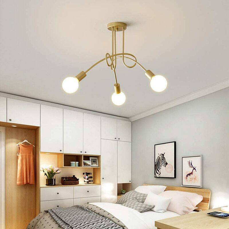 foto del prodotto plafoniere, 3 luci spider lampadario a soffitto in industriale stile, illuminazione creativo supporto e27 per cucina isaland camera da letto oro 