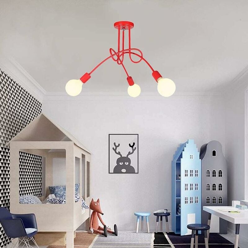 foto del prodotto plafoniere, 3 luci spider lampadario a soffitto in industriale stile, illuminazione creativo supporto e27 per cucina isaland camera da letto rosso 