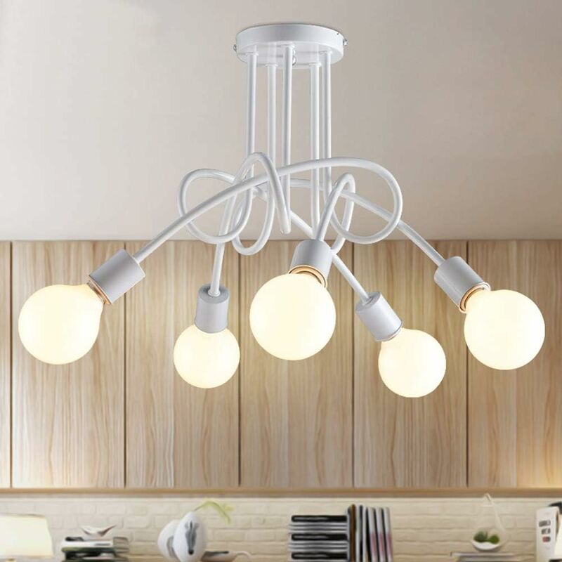 foto del prodotto plafoniere creativo, 5 luci lampadario a soffitto in industriale stile, illuminazione a form di spider con supporto e27 per cucina camera da letto