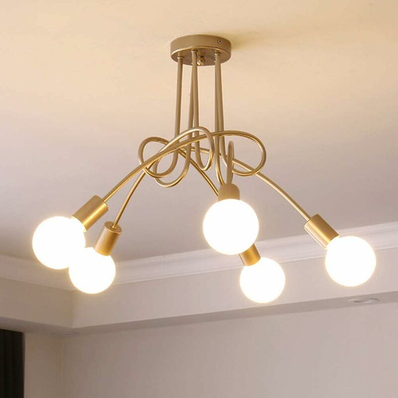 foto del prodotto plafoniere creativo, 5 luci lampadario a soffitto in industriale stile, illuminazione a form di spider con supporto e27 per cucina camera da letto
