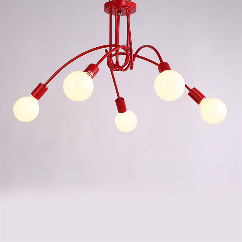 foto del prodotto plafoniere creativo, 5 luci lampadario a soffitto in industriale stile, illuminazione a form di spider con supporto e27 per cucina camera da letto