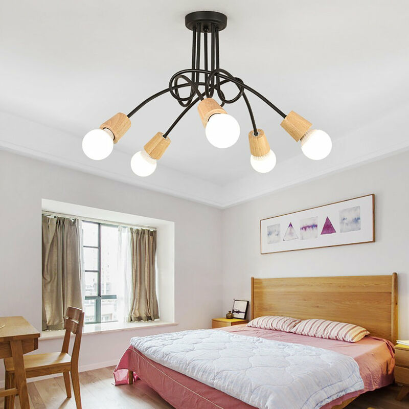 foto del prodotto plafoniere creativo, 5 luci lampadario a soffitto in industriale stile, illuminazione a form di spider con supporto e27 per cucina camera da letto