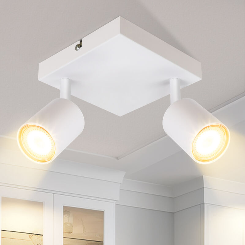 foto del prodotto plafoniere gbly 2 spot bianchi impianto di illuminazione da soffitto a spot quadrati per corridoio gu10, moderno spot murale orientabile a 330 in