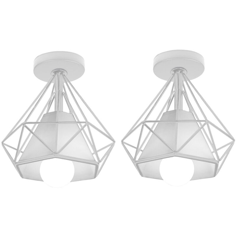 immagine 0 del prodotto plafoniere interni, lampade a soffitto a forma di 20cm diamante in metallo e27, illuminazione a soffitto per corridoio bar cucina 2x bianco 