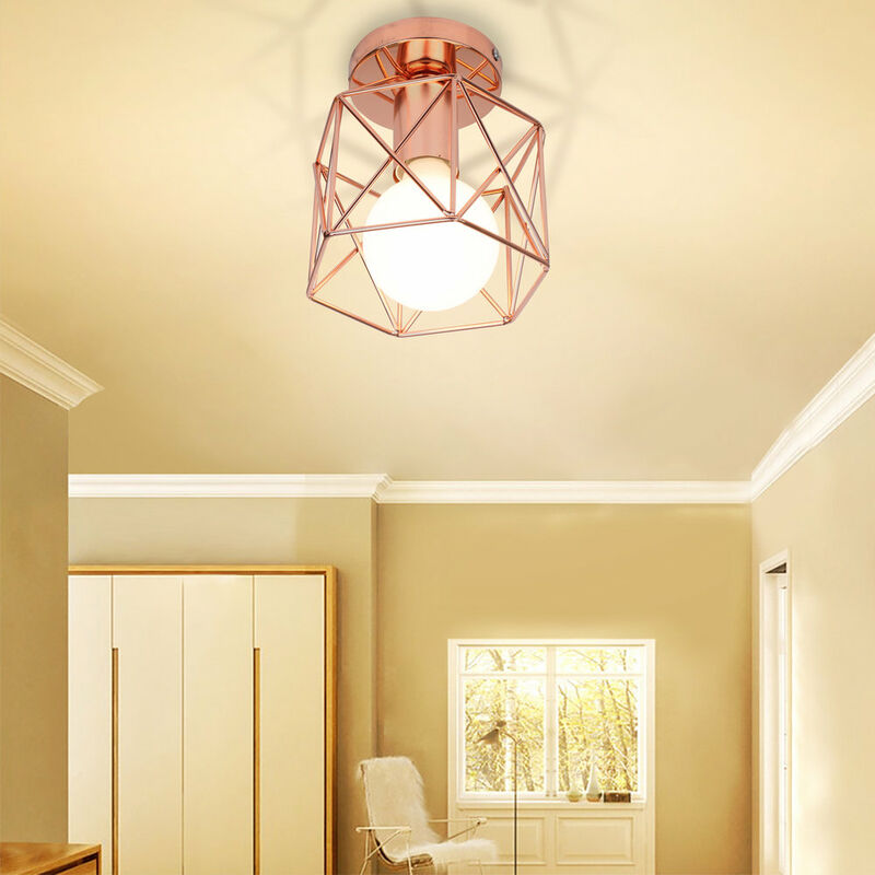 foto del prodotto plafoniere soffitto, ø16cm mini piazza lampade a soffitto, illuminazione con metallo gabbia e27 per soggiorno sala da pranzo camera da letto (1x oro rosa)