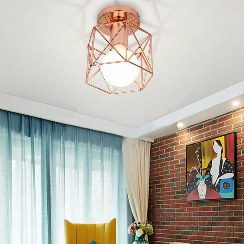 foto del prodotto plafoniere soffitto, 16cm mini piazza lampade a soffitto, illuminazione con metallo gabbia e27 per soggiorno sala da pranzo camera da letto 2x oro