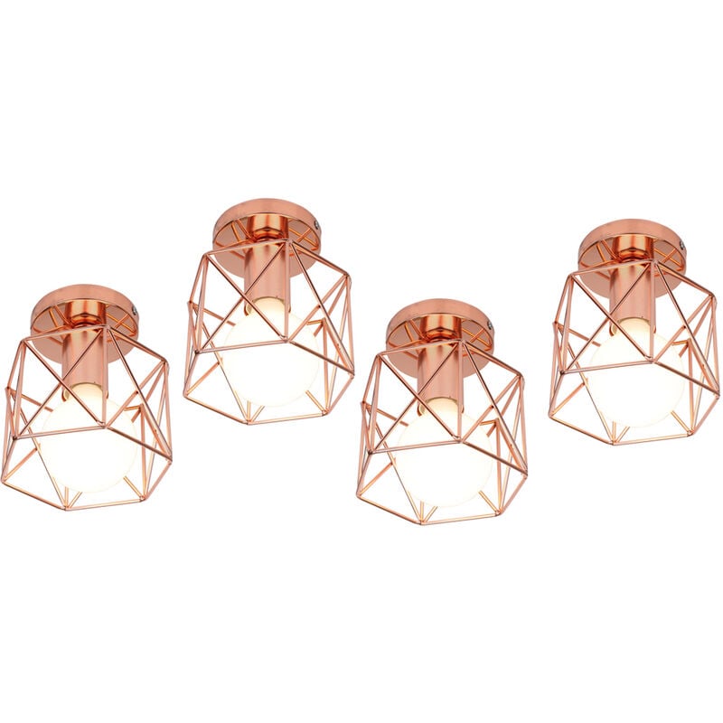 foto del prodotto plafoniere soffitto, 16cm mini piazza lampade a soffitto, illuminazione con metallo gabbia e27 per soggiorno sala da pranzo camera da letto 4x oro