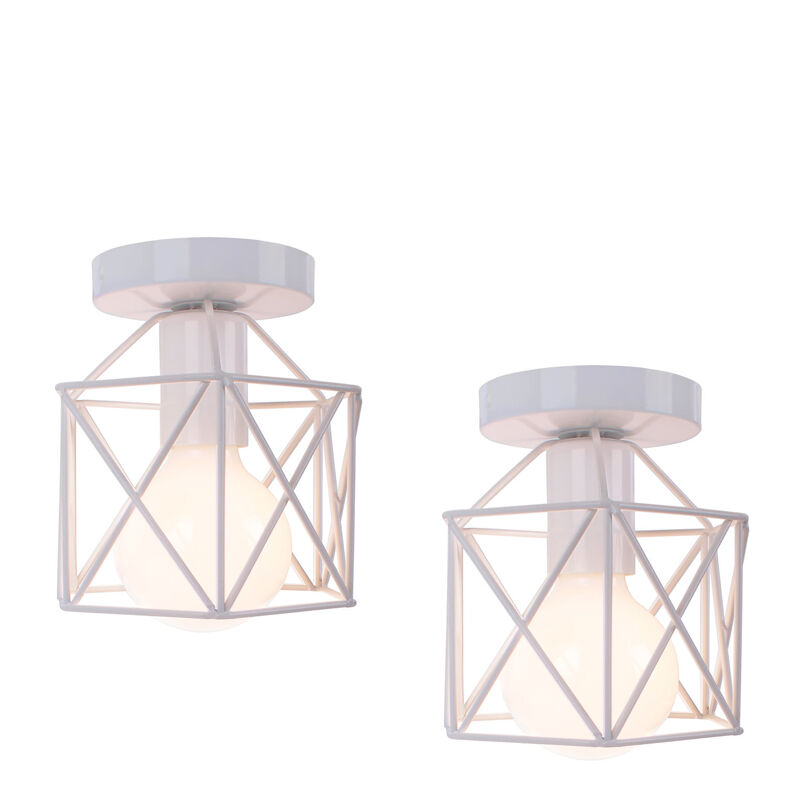 foto del prodotto plafoniere soffitto, 16cm mini piazza lampade a soffitto, illuminazione con metallo gabbia e27 per soggiorno sala da pranzo camera da letto bianco 2